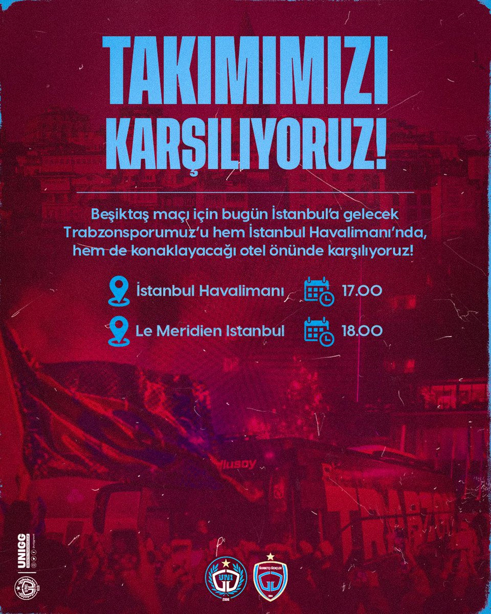 GurbetciGencler's tweet photo. 🔥 Trabzonsporumuz’u İstanbul’da karşılıyoruz! 

📍 17:00 İstanbul Havalimanı
📍 18:00 Le Meridien Otel  

#YolumuzTrabzonspor https://t.co/XWc2maCeab