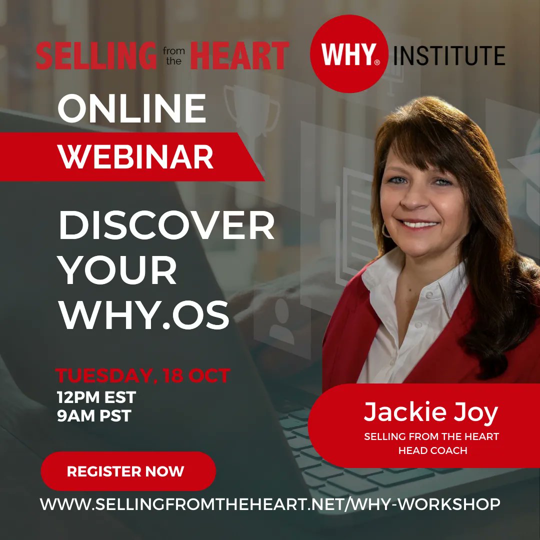 sellfromheart's tweet photo. Take a deep dive into your WHY, HOW, and WHAT. Join our head coach @JackieJoy28 and learn WHY you do what you do, HOW you bring your WHY to life, and WHAT others can ultimately count on from you.  

Tuesday, Oct 1//8 , 12pm EST https://t.co/SjWXgvyC7K https://t.co/meLLQ0fnOa