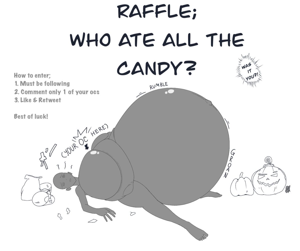 RacerSplat's tweet photo. Fall Raffle; WHO ATE ALL THE CANDY? 
Someone ate all the Halloween candy! But who? Was it you?

The winner will be put in this “Manga Style” sketch down below. (No color, just ink&amp;shades) 

I will then announce the winner 1 WEEK from when this post is made. Best of luck you all! https://t.co/TiyLhcPbfp