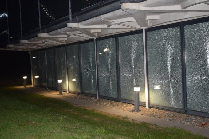 xr_cambridge's tweet photo. Earlier this week all the windows at the research centre of the world's largest fossil fuel services company - Schlumberger - were smashed. Surely a "legitimate target" if ever there was one. But no media reported it, no blue tick scientists praised it. Do you see the problem? https://t.co/T5dKgHIbtv