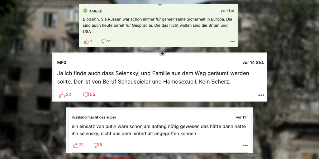 Was meint eigentlich der @PresseratCH dazu, dass in den Kommentarspalten von <a href="/nau_live/">Nau.ch</a> schon seit Jahren Hass und Falschinformationen verbreitet werden? Aktuell haben dort Putinfreunde Hochkonjunktur.