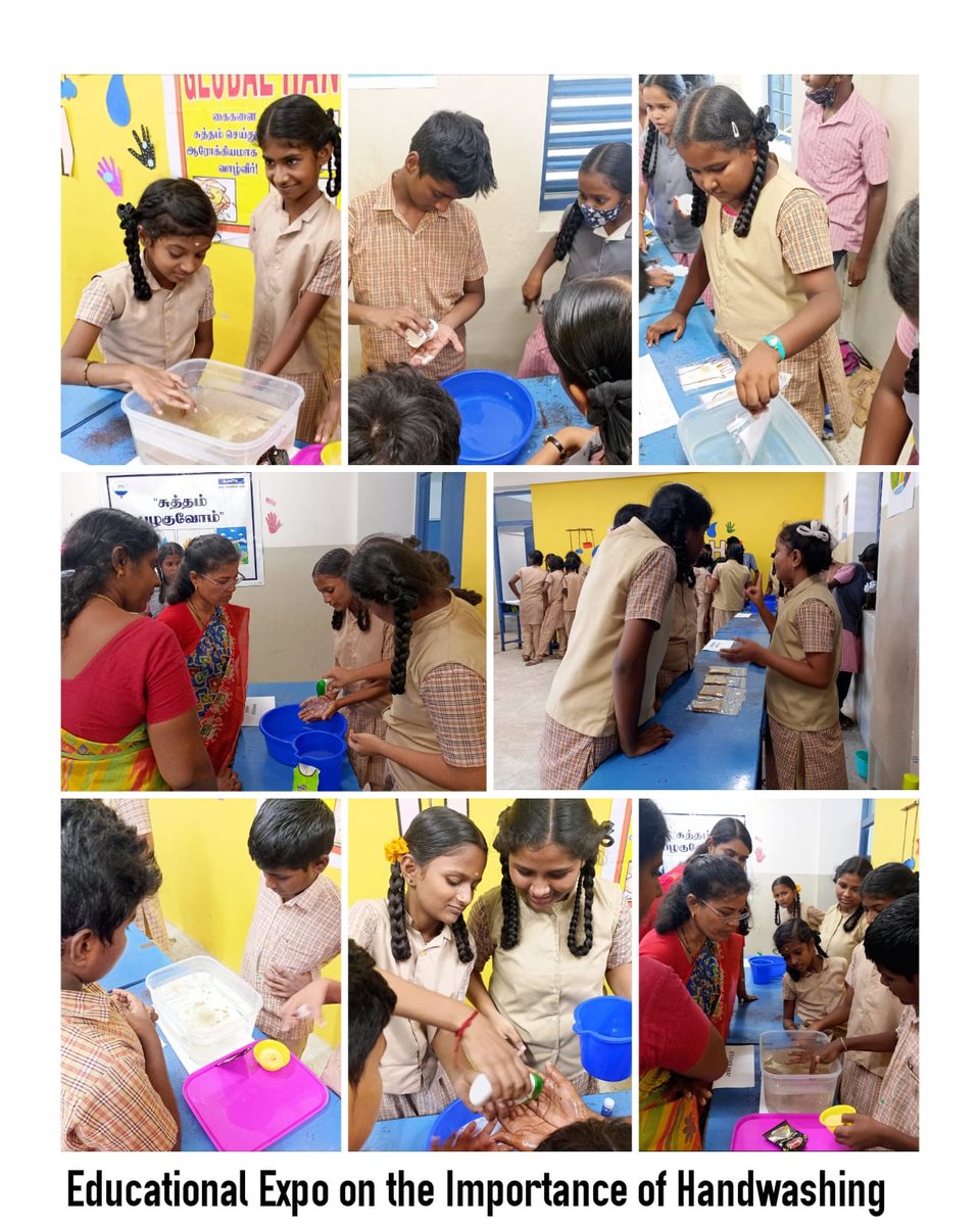 wash_institute's tweet photo. @wash_institute celebrated #GlobalHandwashingDay with active support of @HCL_Foundation in Chennai. 120 students took part in an Edu. Expo. titled "Sutham Pazhaguvom"(Lets get used to being hygenic) with various interactive activities to inculcate #handwashingwithsoap practices! https://t.co/TttFcCv3pR