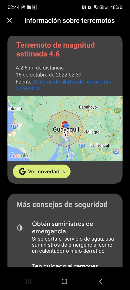 CarlosAndresRad's tweet photo. @Poppymrb Me sonó el cel justo al momento de emepzarel sismo😵‍💫😯 parece que es una alerta de Android! https://t.co/atVZpbCdtO