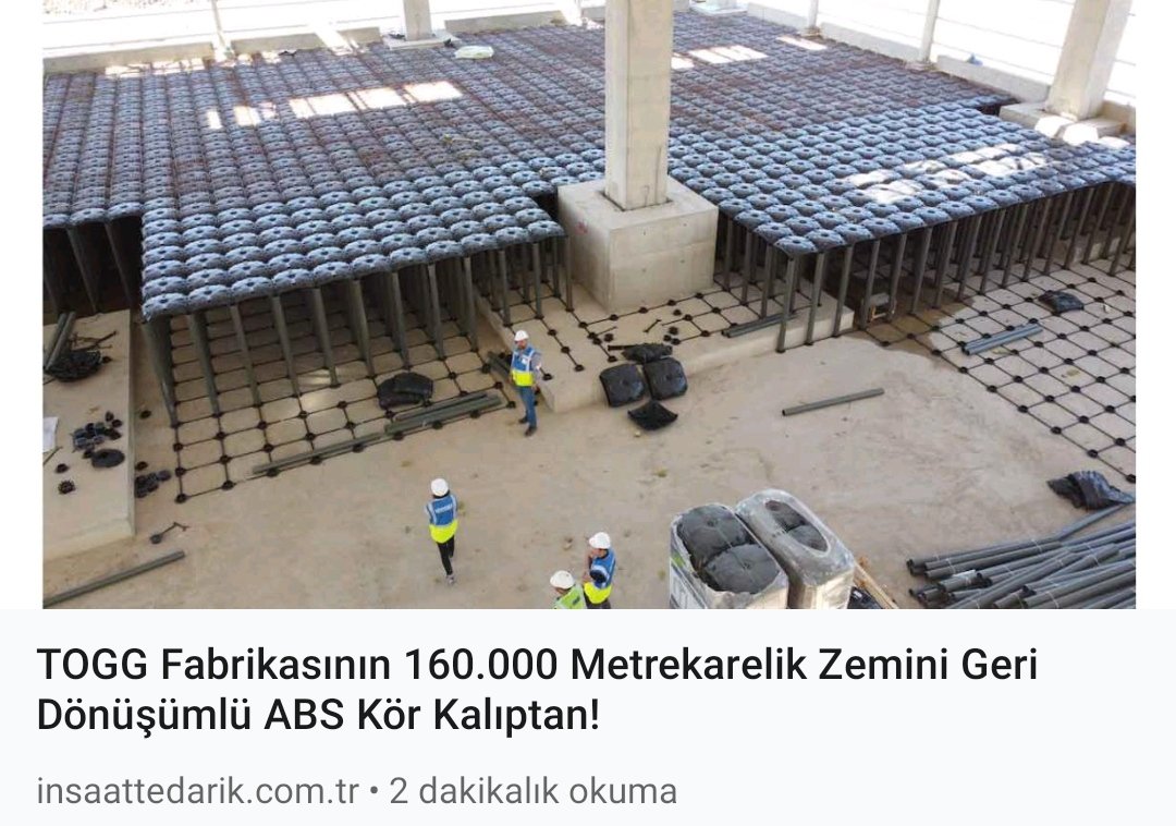 insaattedarik_'s tweet photo. TOGG Fabrikasının 160.000 Metrekarelik Zemini Geri Dönüşümlü ABS Kör Kalıptan!

https://t.co/QpIjo7hAre https://t.co/ioc9SKFCB9