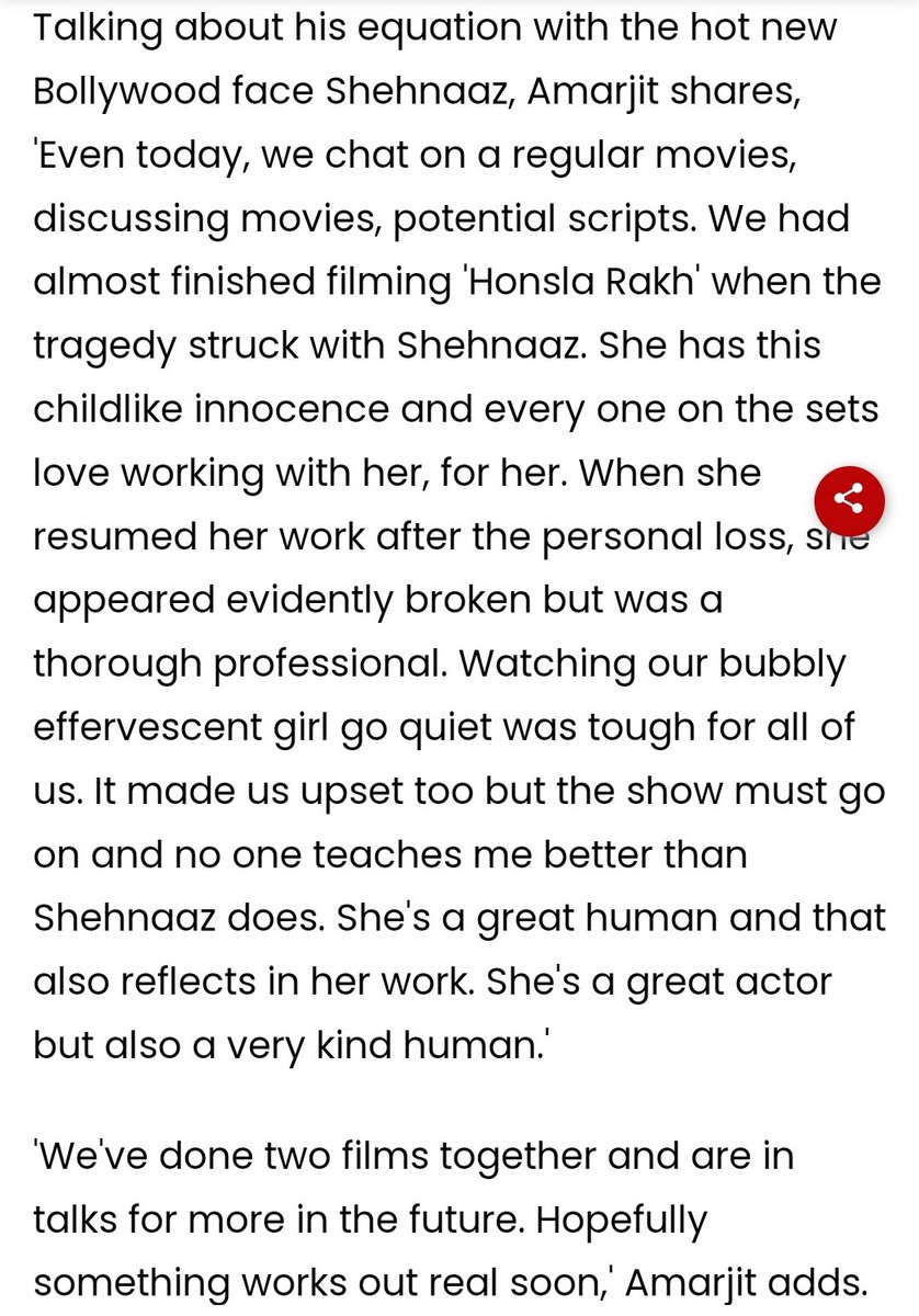 Dr. of #HonslaRakh Amarjit singh saron 
about #ShehnaazGill in latest iv: 

-'She is a great human and it also reflects in her work. 
'𝙒𝙚 𝙖𝙧𝙚 𝙞𝙣 𝙩𝙖𝙡𝙠 𝙬𝙞𝙩𝙝 𝙢𝙤𝙧𝙚 𝙢𝙤𝙫𝙞𝙚𝙨 𝙞𝙣 𝙛𝙪𝙩𝙪𝙧𝙚 ' 🥺

#1YearOfHonslaRakh 
1Y OF HONSLA RAKH