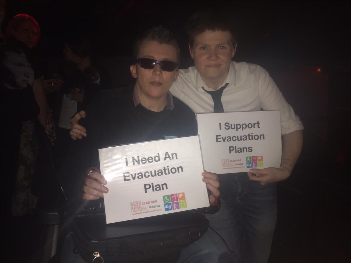 LifeBuildings's tweet photo. Thank you @gracepetrie & @BenMossFolk for showing solidarity with @Claddag, fighting for fire safety equality.
#EvacPlansNow
#NotJustWheelchairs https://t.co/tiv0kNjVzd
