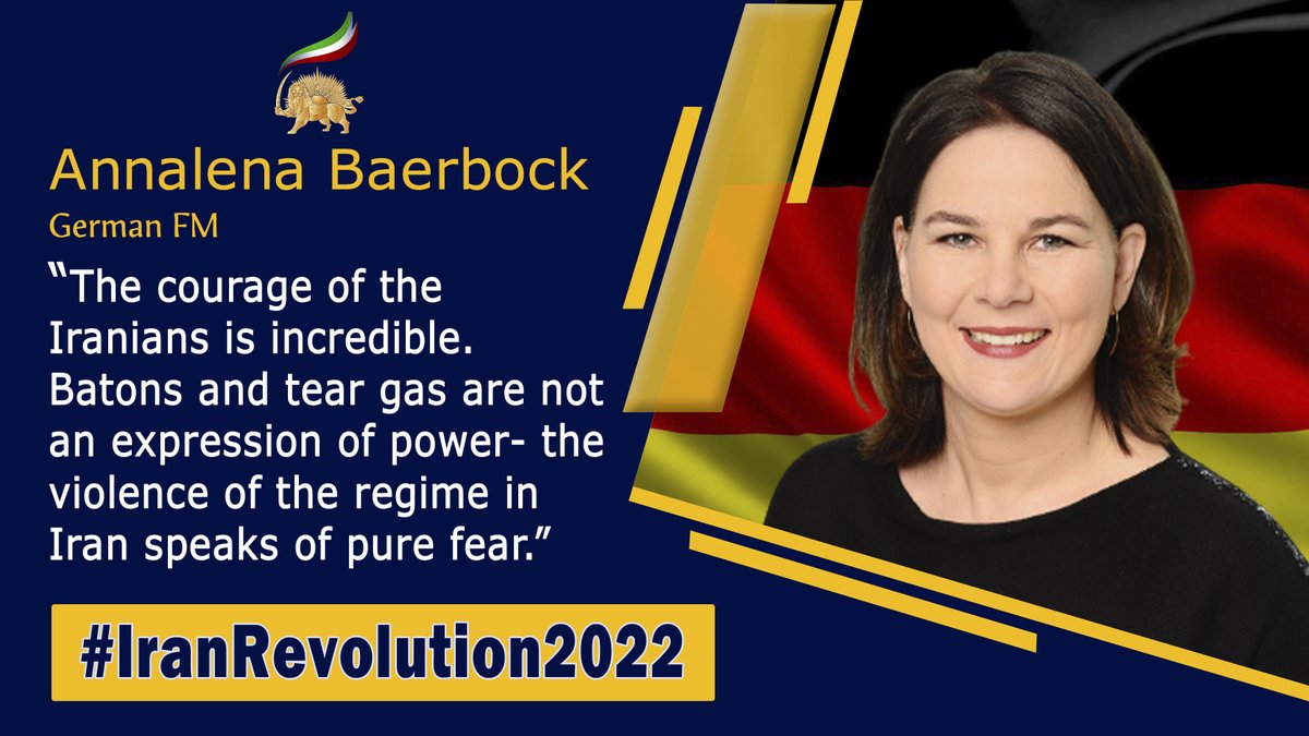 arashcaviani's tweet photo. @ABaerbock #IranRevoIution2022 is supported internationally. 

The German FM @ABaerbock praised the Iranian people's courage and highlighted the impasse of the Iranian regime.
#IranRegimeChange 
#آزادی_آزادی_آزادی https://t.co/FSs4PUBOkU