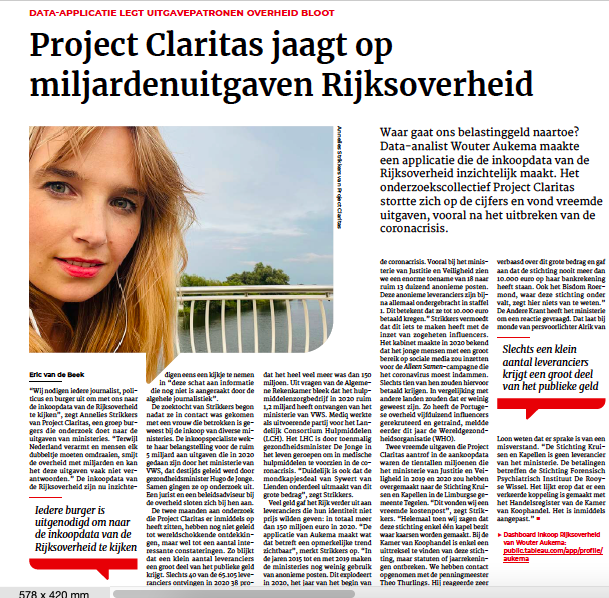 beek38's tweet photo. Deze week in @AndereKrant: mijn artikel over Project Claritas dat de miljardenuitgaven van de Rijksoverheid onder de loep neemt. In 2020 opeens een explosie aan kleine, zwartgelakte uitgaven. Het onderzoekscollectief vermoedt dat het gaat om uitgaven aan influencers/staatstrollen https://t.co/IQCvTsuewv