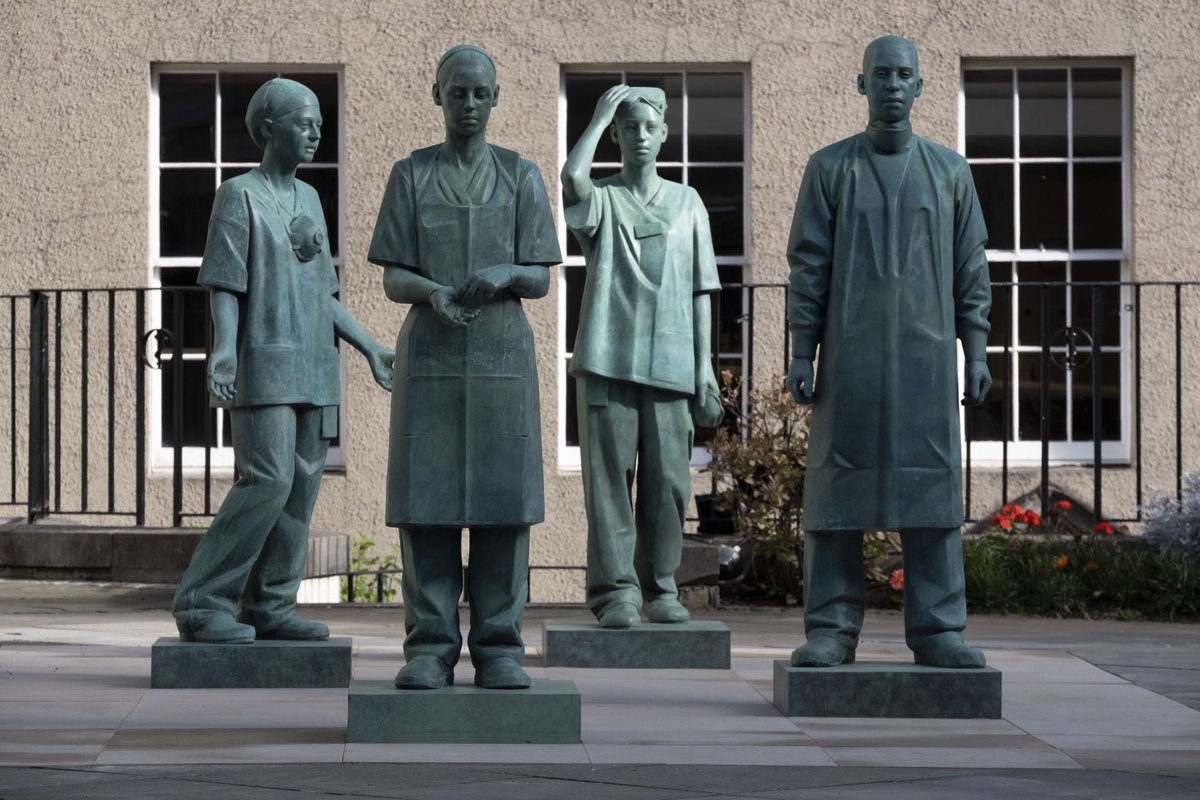 Humbled ,deeply moved but also proud of ⁦@RCSEd⁩ at the unveiling of our memorial to our ⁦⁦⁦@NHSScotland⁩ ⁦@NHSEngland⁩ workers who gave so much through the pandemic.The genius of Sculptor Kenny Hunter shows the frustration exhaustion and total commitment