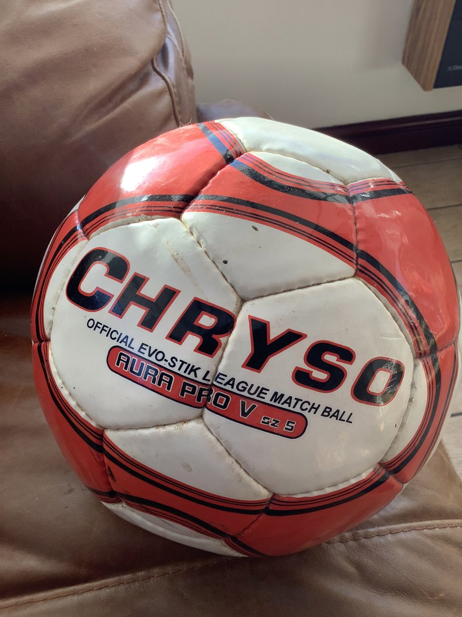 HalifaxTownSC's tweet photo. Open to offers: We’ve got the actual match ball from our famous visit to Whitby Town. It was kicked into the crowd by the wonderful James Dean at the end of the game. Two bounces later, it ended up in someone’s cupboard. It’s the real deal #evostick #Shaymen https://t.co/3FpkQfjv9Q