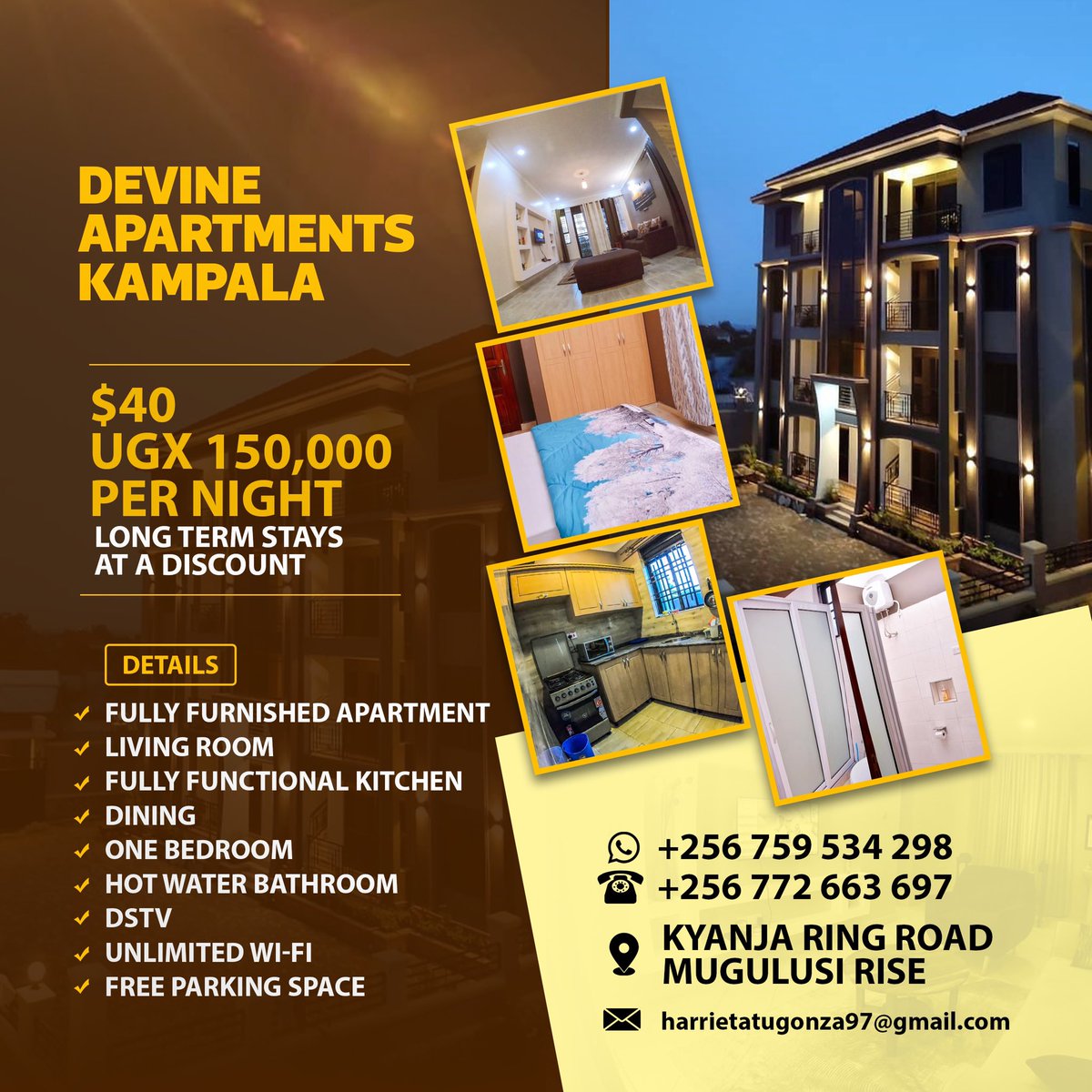 UG_confesses's tweet photo. 🄰🄳🅅🄴🅁🅃

DEVINE APARTMENTS
@Teirah3

Fully Furnished Apartments for Short Term Rentals. From 150K/Night. You Can Rent for Business Stay or Leisure Stays On Negotiable Fees too. https://t.co/ppwOsPNpjJ