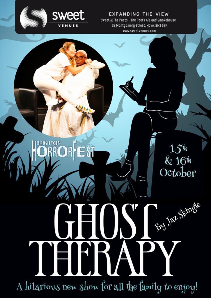 JazSProductions's tweet photo. The Ghost Therapy team busy last night spreading our ghoulish posters around Brighton for Horror Fest! 🎃👻

Buy your tickets now for today’s and tomorrow’s performance here:
https://t.co/iw4BadTIoO

#ghosttherapy #brighton #horrorfest #Halloween https://t.co/v58EDH9EzS