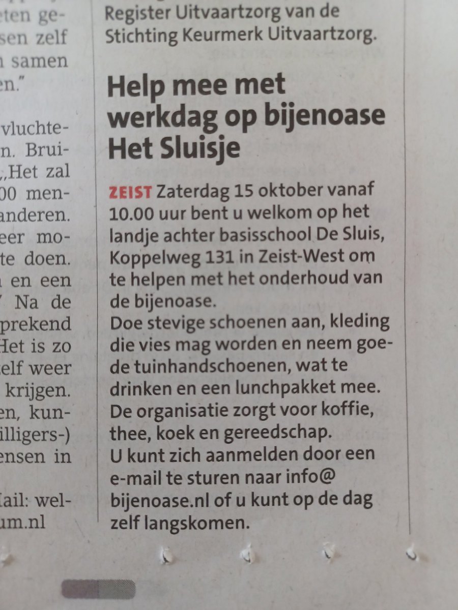 Vandaag in de bijenoase in Zeist-West...