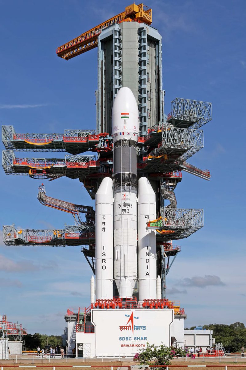 isro's tweet photo. LVM-3 M2/OneWeb India-1 mission: The vehicle is moved to the launch pad in the early hours today. https://t.co/zF3JZgE26S