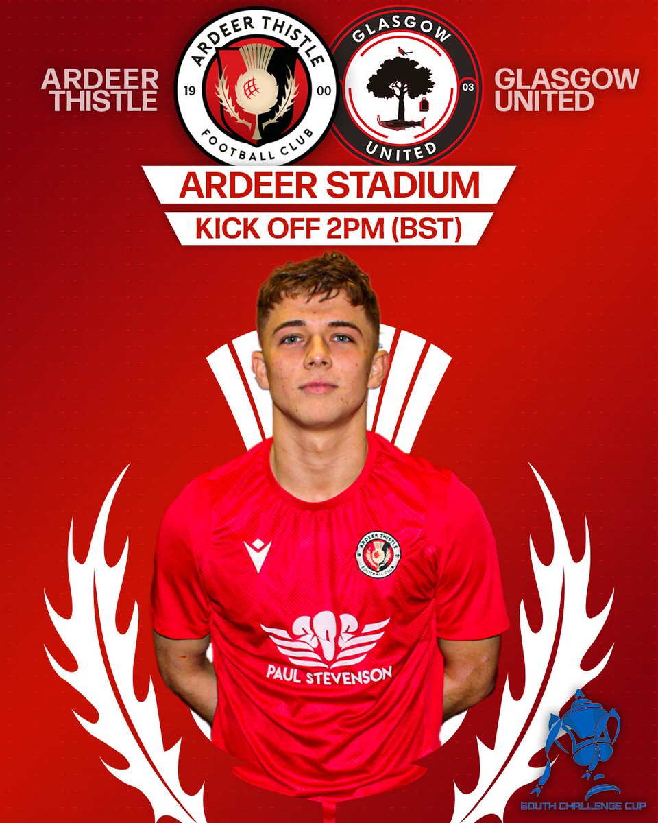 ⚡️𝗠𝗔𝗧𝗖𝗛𝗗𝗔𝗬⚡️

🆚 <a href="/glasgowutdfc/">Glasgow United Football Club</a> 
🏆 South Challenge Cup
⌚️ 14:00 (BST)
🏟️ Ardeer Stadium

Come and support the lads!
#monthethistle ❤️🖤