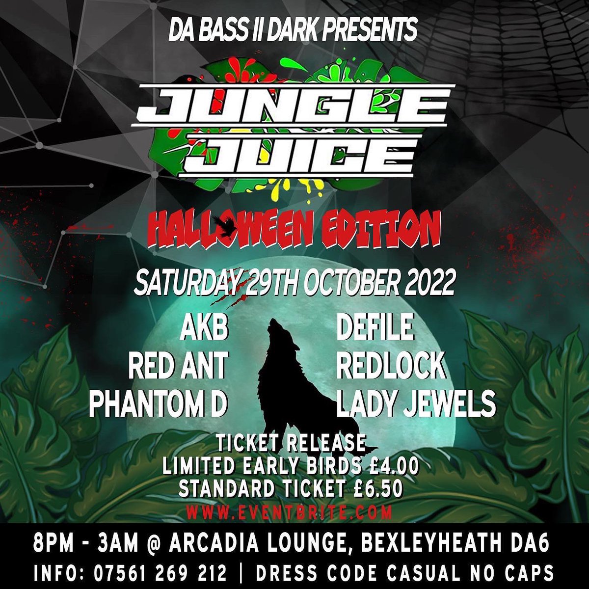 🌑🐺 SATURDAY 29 OCTOBER #JUNGLEJUICE #Halloween Edition at Arcadia #Bexleyheath 8pm-3am 
⬇️ ⬇️ ⬇️  TICKETS  ⬇️ ⬇️ ⬇️
eventbrite.com/e/da-bass-ii-d…