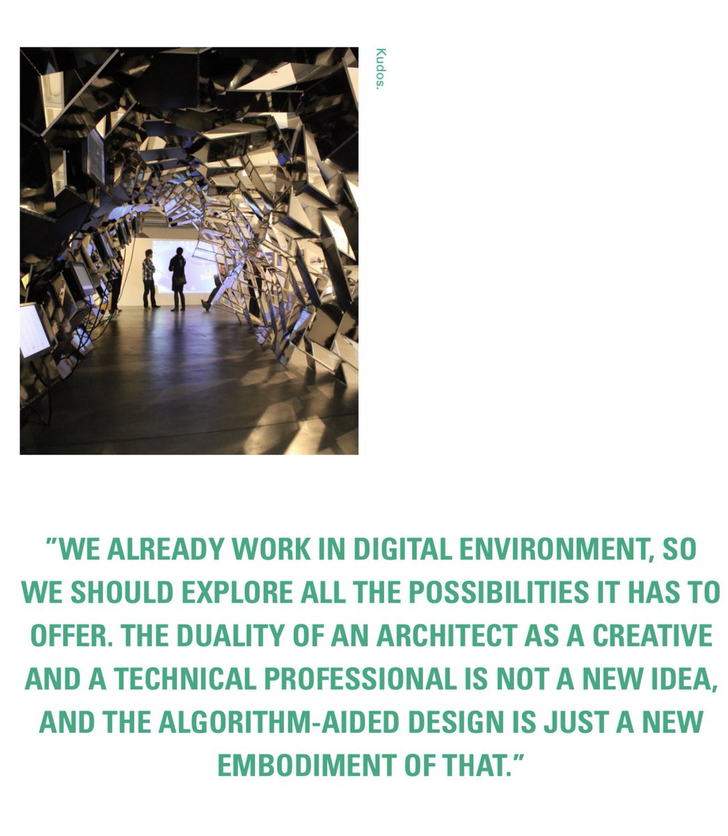 DuaAbukhalaf's tweet image. Currently reading this PDF,which is available online for everyone if you are interested, called “Perspectives on Digital Fabrication in Tomorrow’s Architecture” and I found this interesting piece:
#parametric_architecture #algorithmic_architecture