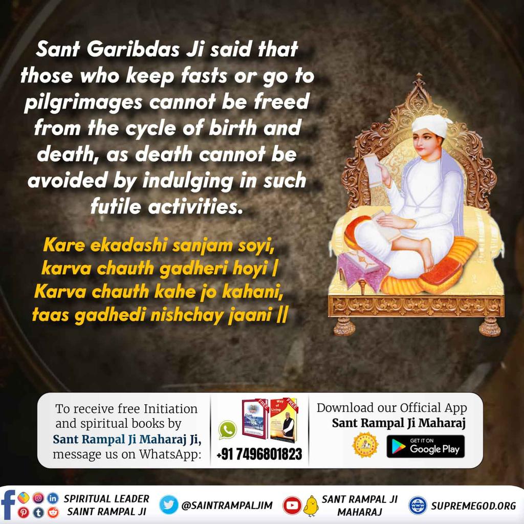 Rd01Rajendra's tweet photo. #TrueStory_Of_KarvaChauth
Keeping vrat and going for pilgrimage is not the way to attain salvation. One can attain salvation through a complete Guru only. https://t.co/tzE2wPpbv4
