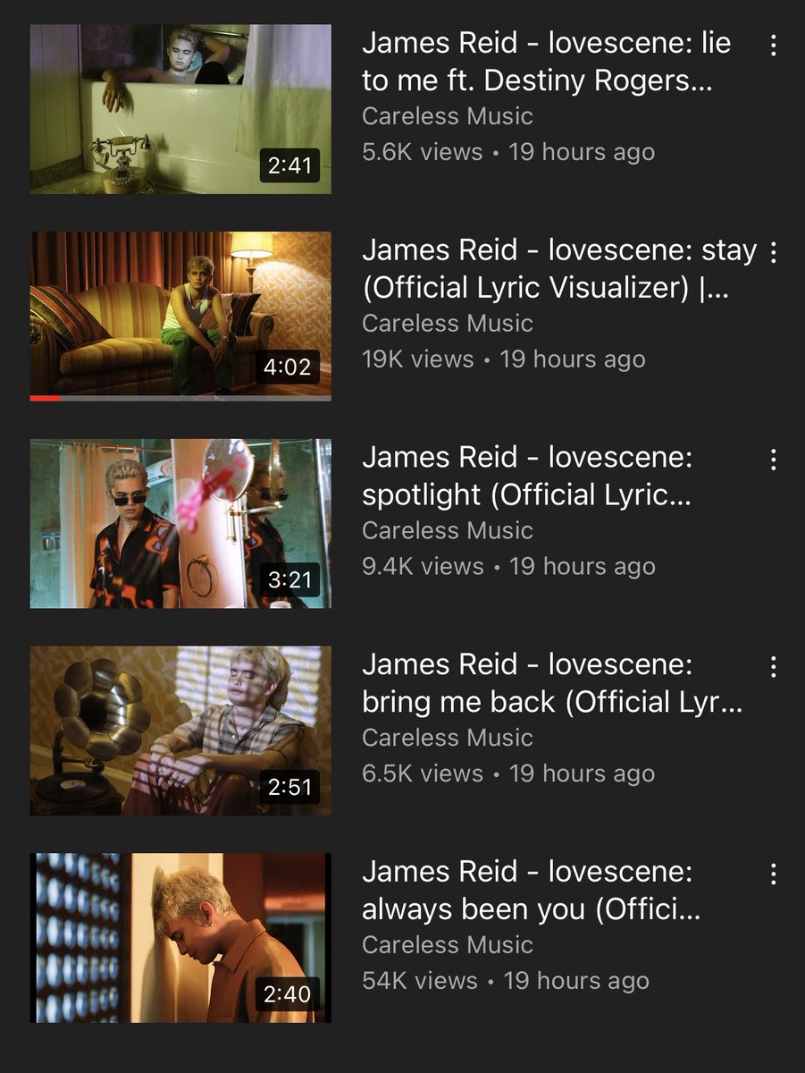 Check out the official lyric visualizers of <a href="/tellemjaye/">James Reid</a> ‘s tracks from his album #lovescene !

Head on to <a href="/CARELESS_PH/">CARELESS MUSIC</a> ‘s official YouTube Channel, and click on the playlist for lovescene: 👉🏼youtube.com/playlist?list=… 

LOVESCENE LYRIC VISUALIZERS #JamesReid  #lovescene 🌹