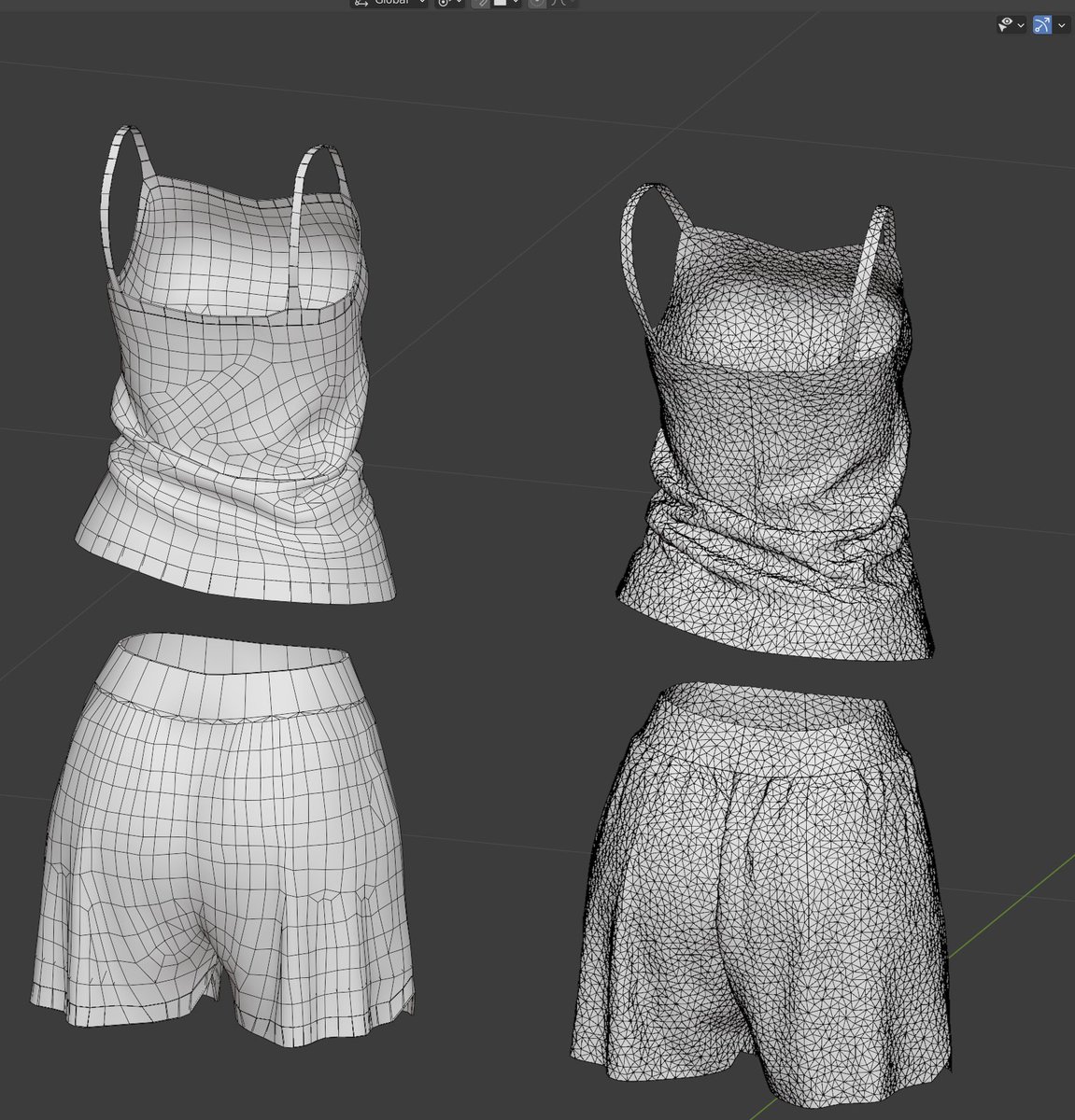 froginyata's tweet image. （左）マーベラスデザイナーからのエクスポート
（右）Blenderでリトポ