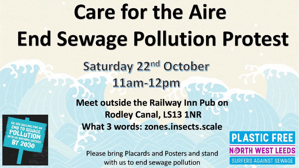 1 week to go! A protest in #leeds to #endSewagePollution 💩 @jamiehanley @JaneAitchison @petercarlill @CalFarCraig @alexsobel @RachelReevesMP @johngarvani @CllrWalshaw @Jonathan_Pryor @RichardBurgon