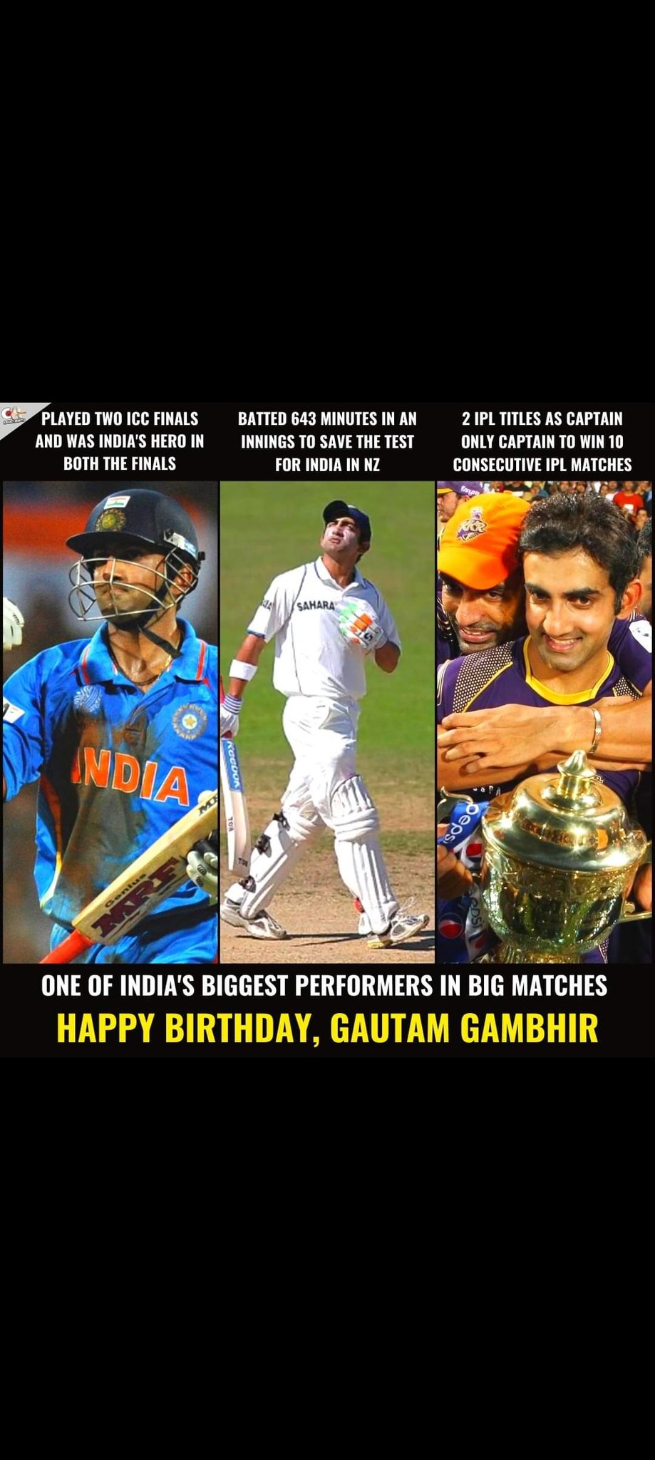 Happy birthday Gautam gambhir Sar best cricketer 