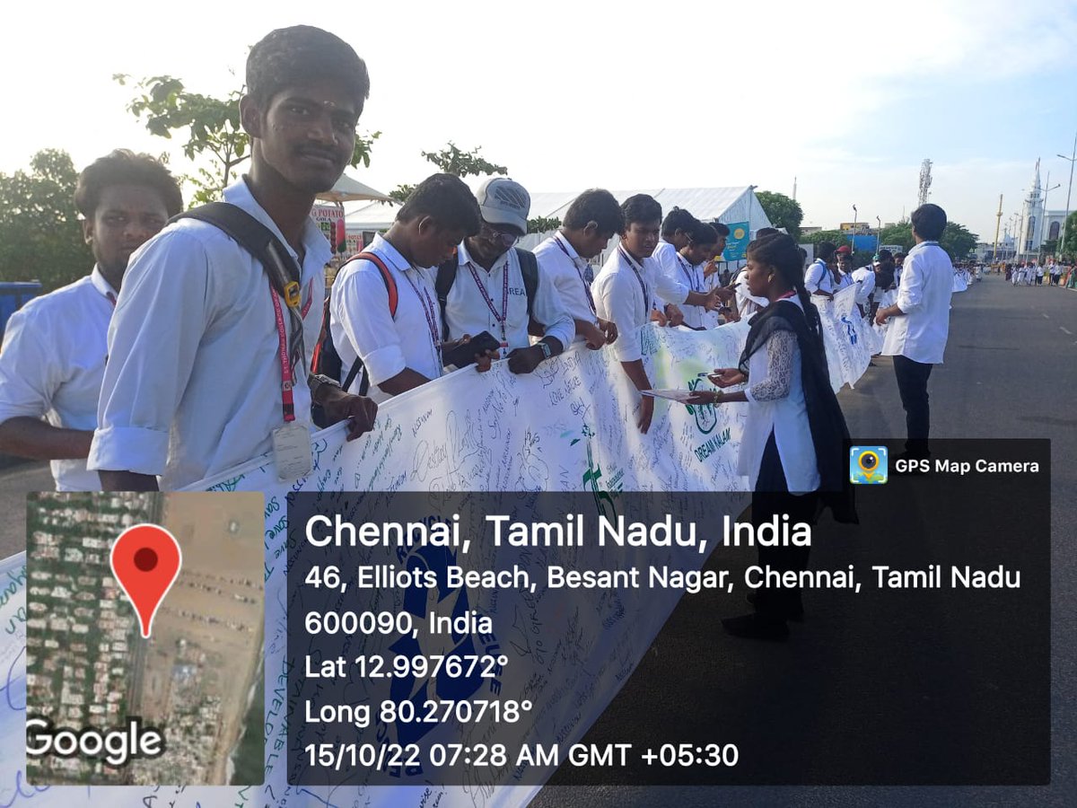 Nss_Stcas107_Ch's tweet photo. Abdul Kalam Birthday Celebration | 'Dream Kalam' Event | STCAS NSS | 15.10.2022, 6.30 AM | World Record at Eliot Beach, Besent Nagar

Morethan 100 STCAS NSS Students participated

@Nss_Stcas106_Ch @NssUnom @_NSSIndia @nss_tamilnadu @NSSChennai https://t.co/df9swJB1t3