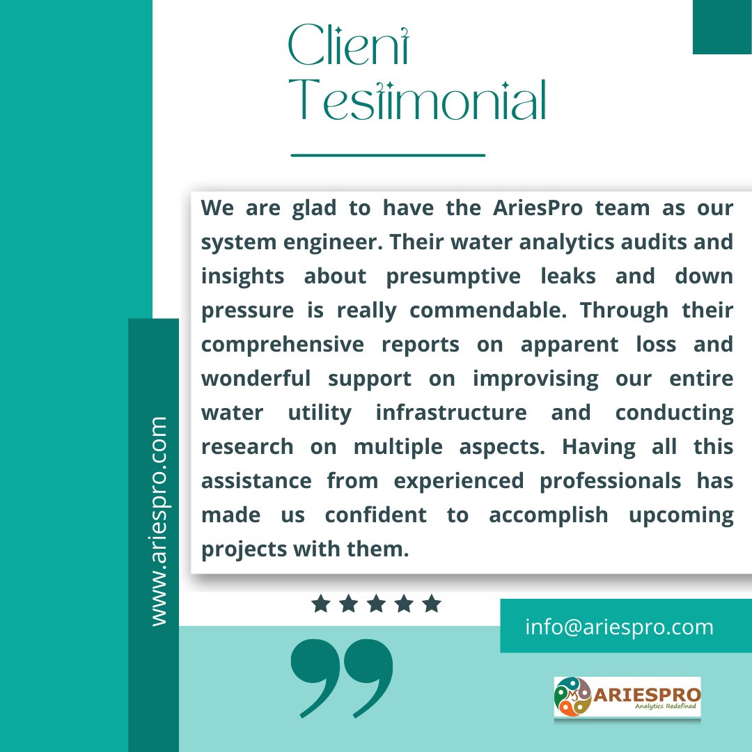 AriesProIT's tweet image. We loved reading this review from our client. We are delighted to be working with you.
If you're looking for a data analytics solution, reach out to us.
Mail-info@ariespro.com
Website- bit.ly/3yHQjgY
#clients #testimonial #dataanalyticssolution #ariespro
