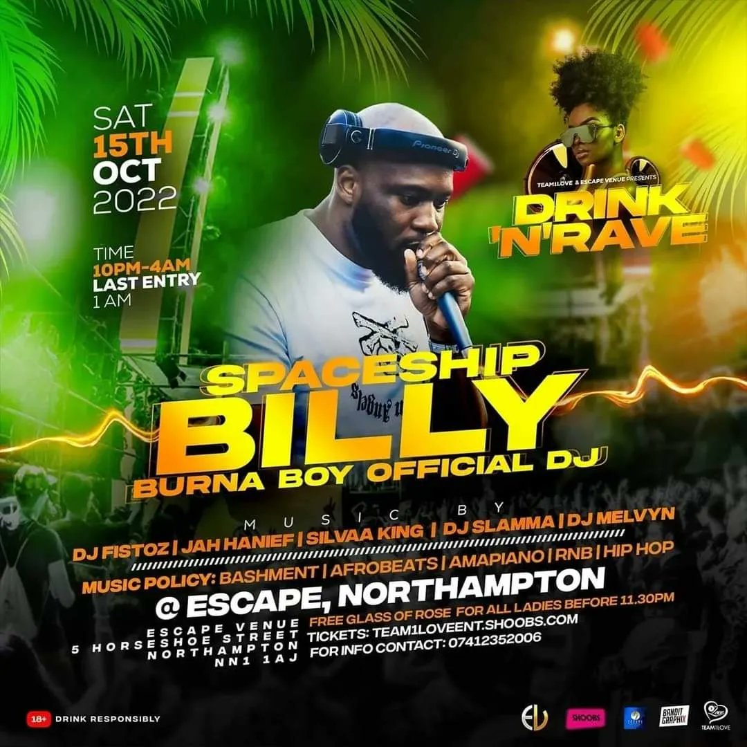 AfrobeatsNN's tweet photo. TONIGHT 🔥🥳

#DRINKNRAVENN 🍸💃
@EscapeVenue
#Northampton
#NN #NN2 https://t.co/vQJlpz4Yyv