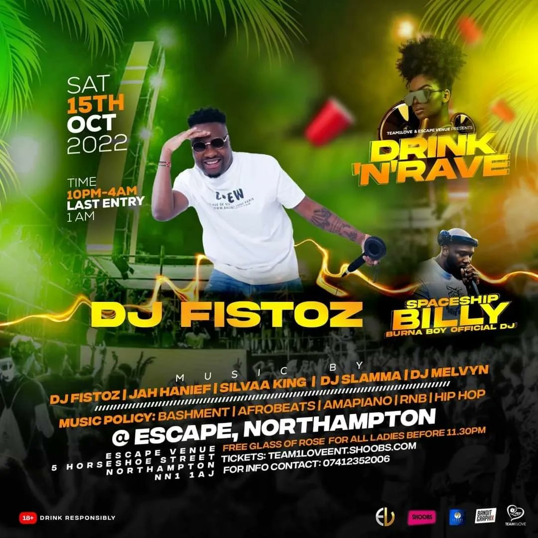 AfrobeatsNN's tweet photo. TONIGHT 🔥🥳

#DRINKNRAVENN 🍸💃
@EscapeVenue
#Northampton
#NN #NN2 https://t.co/vQJlpz4Yyv