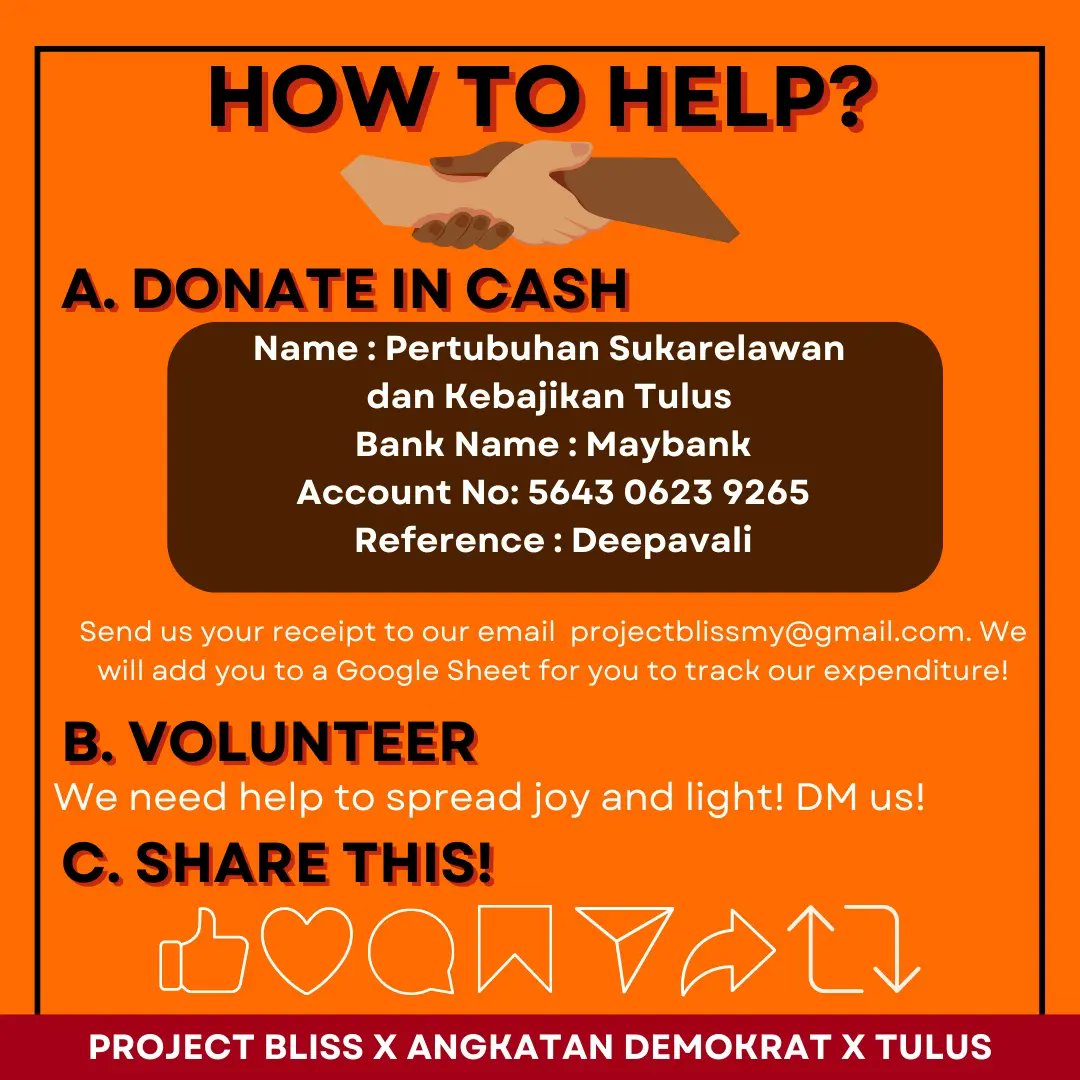 TulusVolunteers's tweet photo. “Giving is not just about making a donation, it’s about making a difference.” Join us make a difference through our Deepavali fundraising campaign, Mission: #LightUp

Donate, Volunteer, Share

⬇️ https://t.co/6yY694zX2y