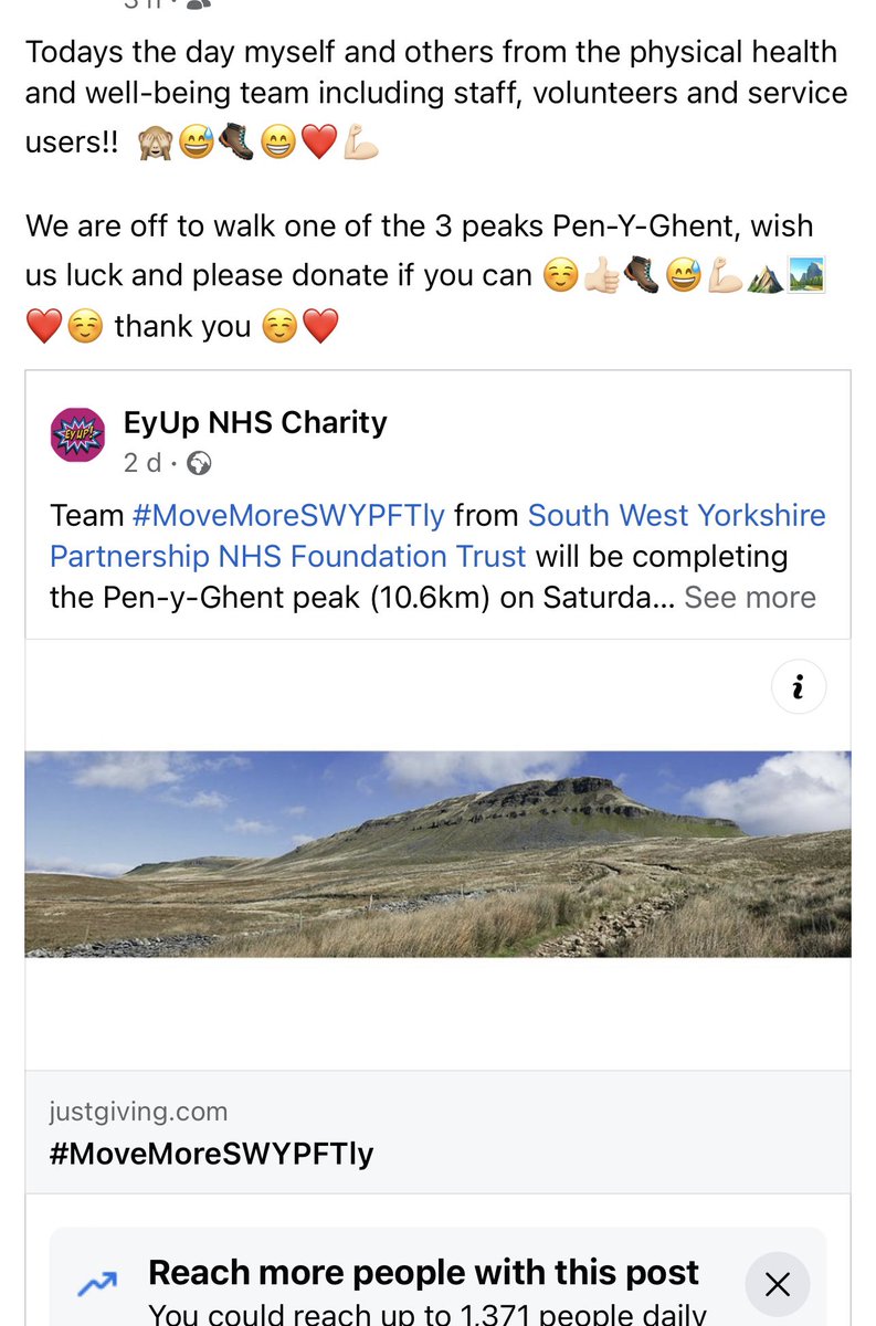 Good luck team #MoveMoreSWYPFTly as they take on the Pen-Y-Ghent today!

Show them some support by making a donation here:
justgiving.com/campaign/Enfie…