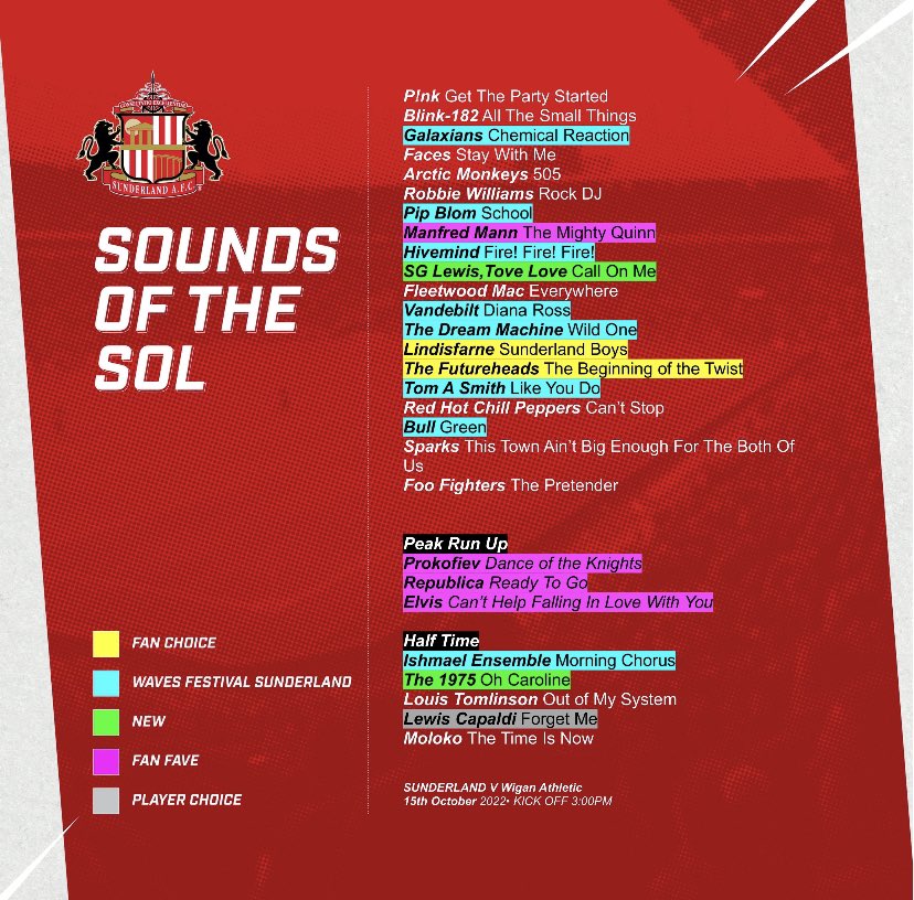 Today’s #soundsofthesol @SunderlandAFC @StadiumOfLight has a @WavesSunderland theme through it a great new multi venue city festival tunes from @GLXNS @vandebiltmusic @tomasmithmusic @Pipblom + more