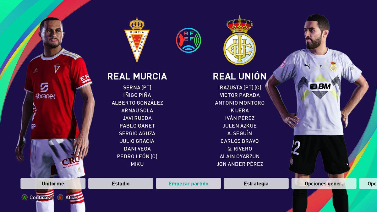HistoricosPes's tweet photo. Disfruta del partidazo entre los históricos
@realmurciacfsad 🆚 @REALUNIONCIRUN
🏟️La Condomina
⌚️17:00
📺#instatTV
Plantillas actualizadas 100%. Equipaciones de la temporada 22-23.
⬇️💾https://t.co/ovowSB6Eti
#primerafederación #efootballpes2021 #RealMurciaRealUnión https://t.co/RcwzX7cufh