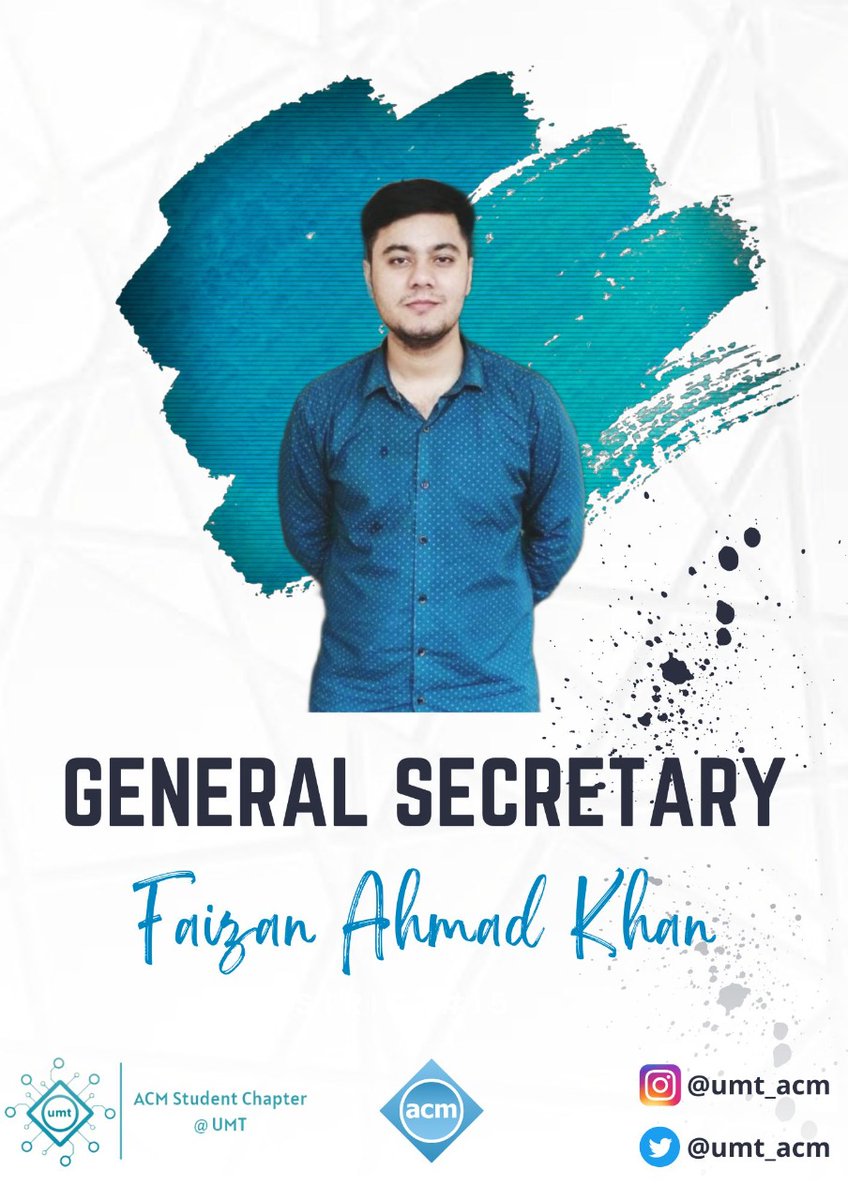 umt_acm's tweet photo. Introducing our new Executives: 

Chair : Muhammad Sameer
Vice Chair : Bushra Rashid
General Secretary : Faizan Ahmed
Treasurer : Urwa Habib

#ACM #UMT #myUMT #Elections https://t.co/RzrA0Oeg4r