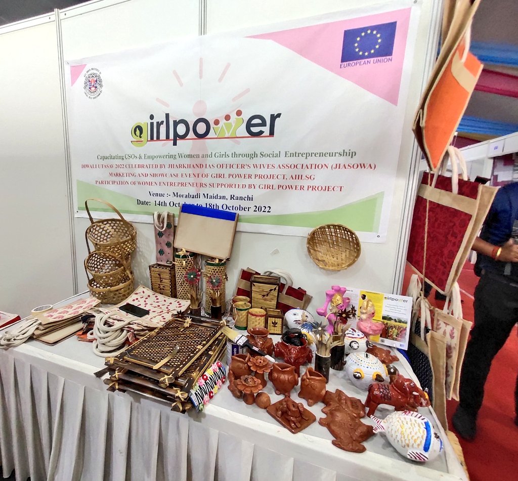 Aiilsg_Jh's tweet photo. Jharkhand Girl Power Project Team, AIILSG  Providing Marketing Support to the women beneficiaries and Helping them to become a successful entrepreneur. 

Please come and visit Girl Power Project Stall (A21) at Morabadi Ground, Ranchi, JH. https://t.co/zXOj1cBaE0