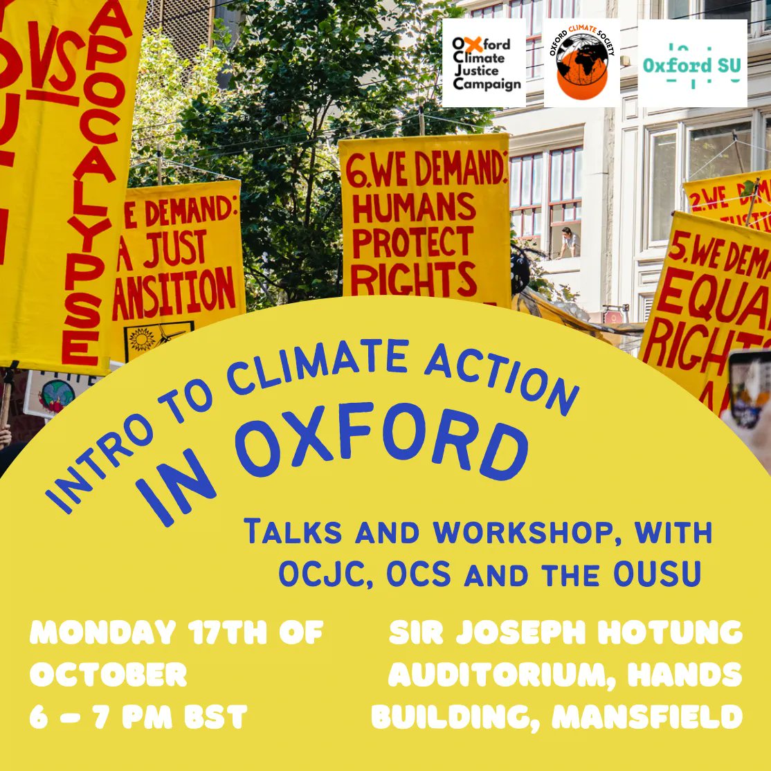 Really excited for this event with <a href="/OxUniFossilFree/">OxfordClimateJustice</a> &amp; <a href="/OxClimateSoc/">Oxford Climate Society</a> on Monday - a great place a great place to start for any students interested in climate action at <a href="/UniofOxford/">University of Oxford</a>. More info: facebook.com/events/s/intro…