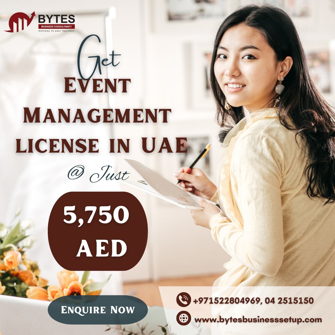bytes_business's tweet photo. Get Event Management License in UAE @ 5,750 AED
Enquire Now:
Phone: +971 522804969, 04 2515150
Website: https://t.co/X9gdlP8Vzn
Email: info@bytesbusinesssetup.com
#freezonebusinesssetup #freezonelicense #business #eventmanagement #eventplanner #eventmanagementcompany #dubai #uae https://t.co/qYPVF6AqR8