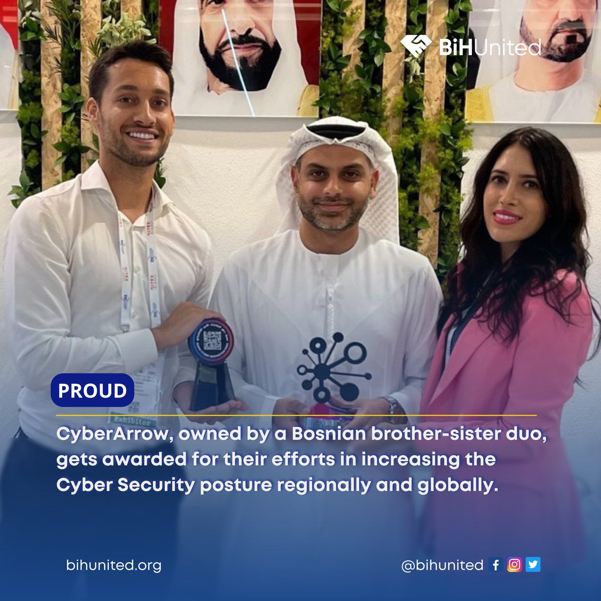 bih_united's tweet photo. #CyberArrow, owned by a brother and sister from #Bosnia and Herzegovina, received multiple awards from Digital #Dubai for contributing to strengthening the #cyber security resilience and posture across the region and globally. 🖥️ 🇧🇦👏🏼 https://t.co/M2PktiyhnQ