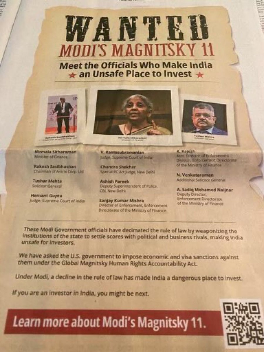 KanchanGupta's tweet photo. Shameful weaponisation of American media by fraudsters.
This shockingly vile ad targeting #India and its Government appeared in @WSJ .
Do you know who is behind this and similar ads?
This ad campaign is being run by fugitive Ramachandra Vishwanathan, who was the CEO of Devas.
n1 https://t.co/o7EWFmMsSR