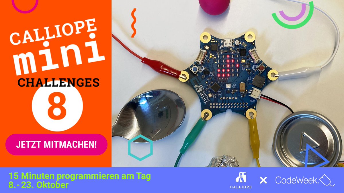 CalliopeMini's tweet photo. Jetzt wird in die Tasten gehauen! 🎹🎶Programmiere ein Calliope mini Klavier mit den berührungsempfindlichen Pins. Mach mit bei den #CalliopeminiChallenges und komponiere dein eigenes Lied! https://t.co/61XijazWdd
#eucodeweek #codeweek #codeweekeu #codeweekGER https://t.co/YCPr2FtoVT