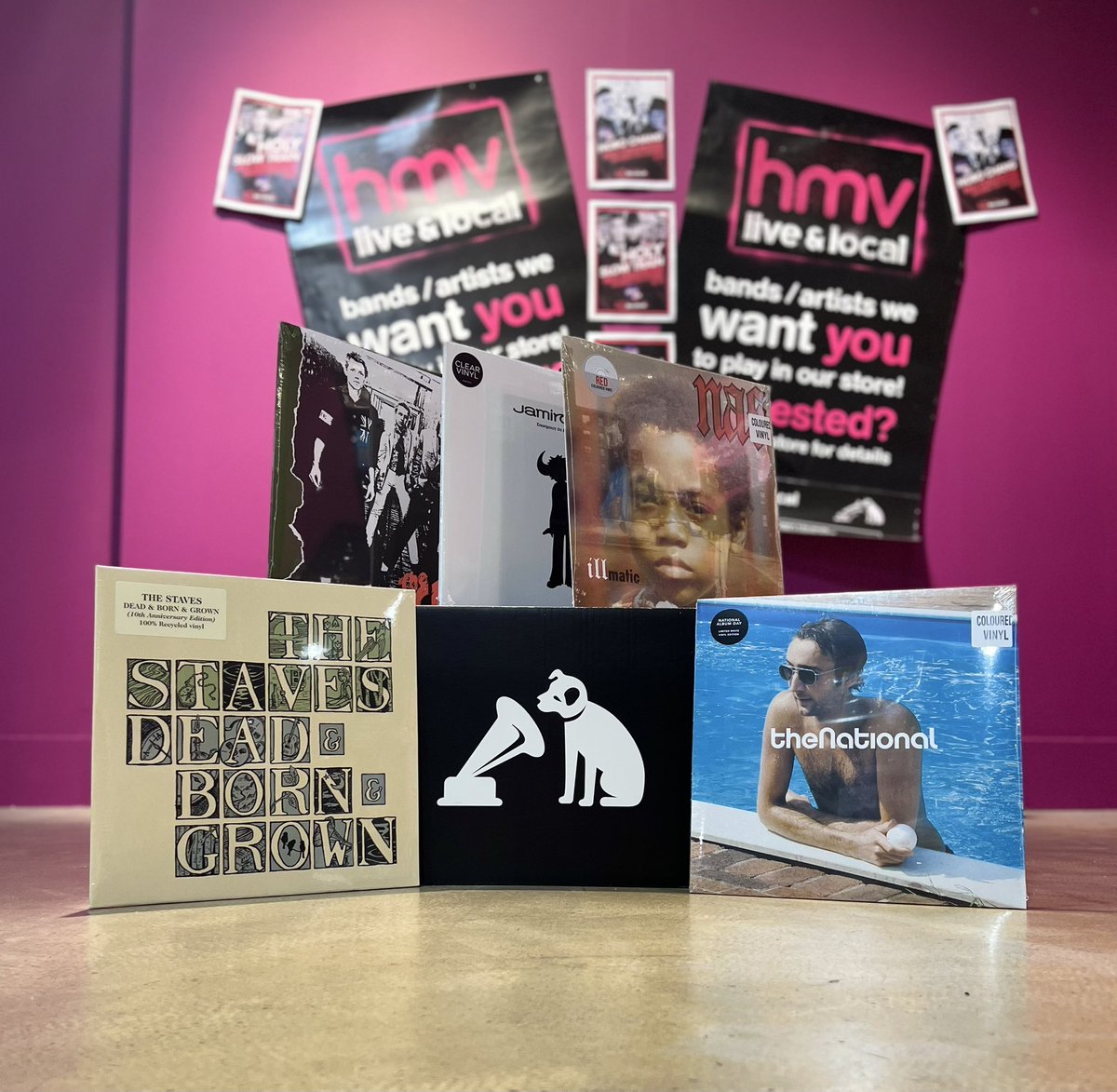 hmvColchester's tweet photo. We have some amazing debut rereleases in to celebrate #NationalAlbumDay 🤩 and don’t forget we have some incredible performances planned for this afternoon from #hobochang and #holyslowtrain ✨ see you there! #hmv1921records #hmvLiveandLocal https://t.co/Czdhs8gLX5
