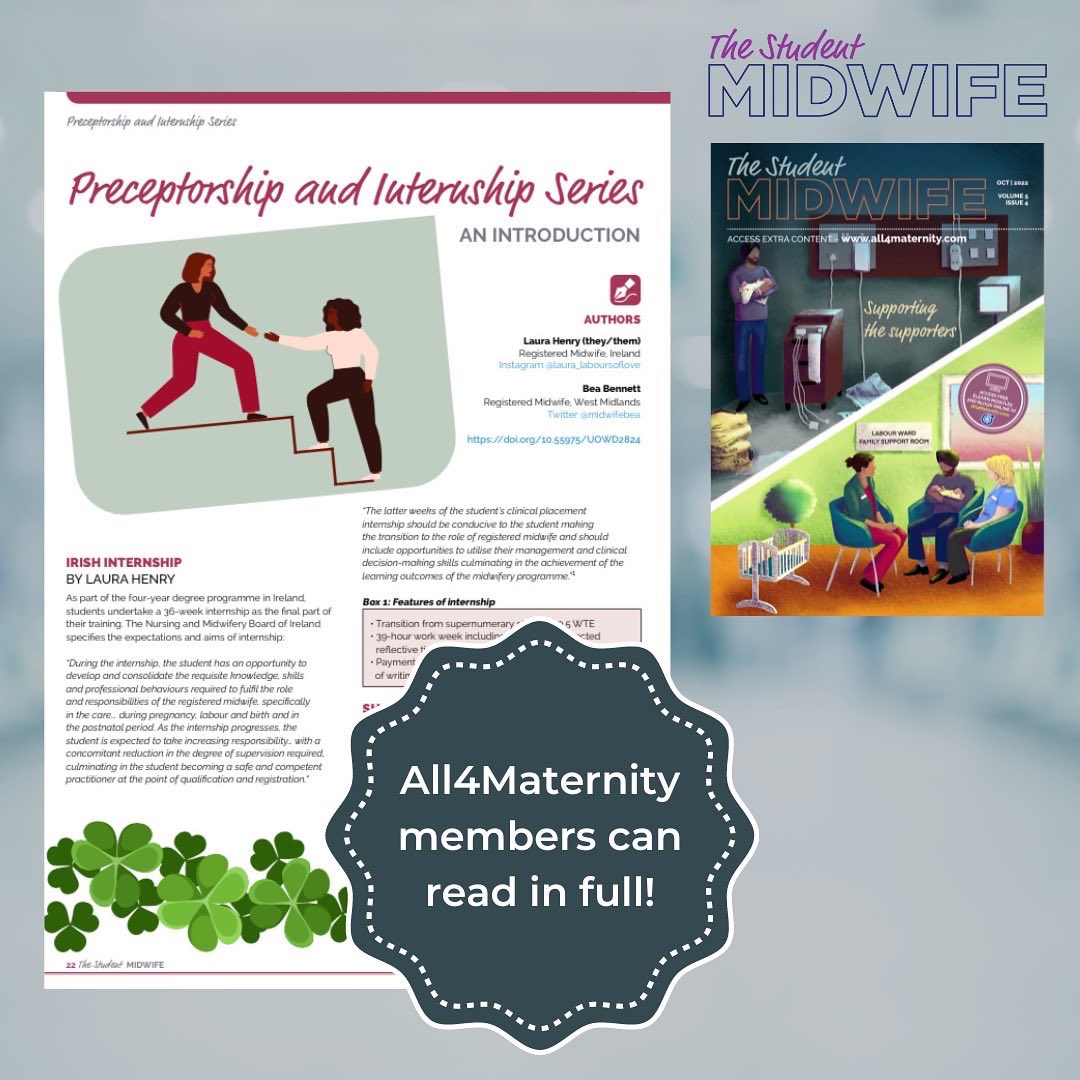 Our new series on the experience of preceptorship and internship midwives begins with an introduction from midwives Laura @_laboursoflove and @midwifebea /8

👉 all4maternity.com/preceptorship-…