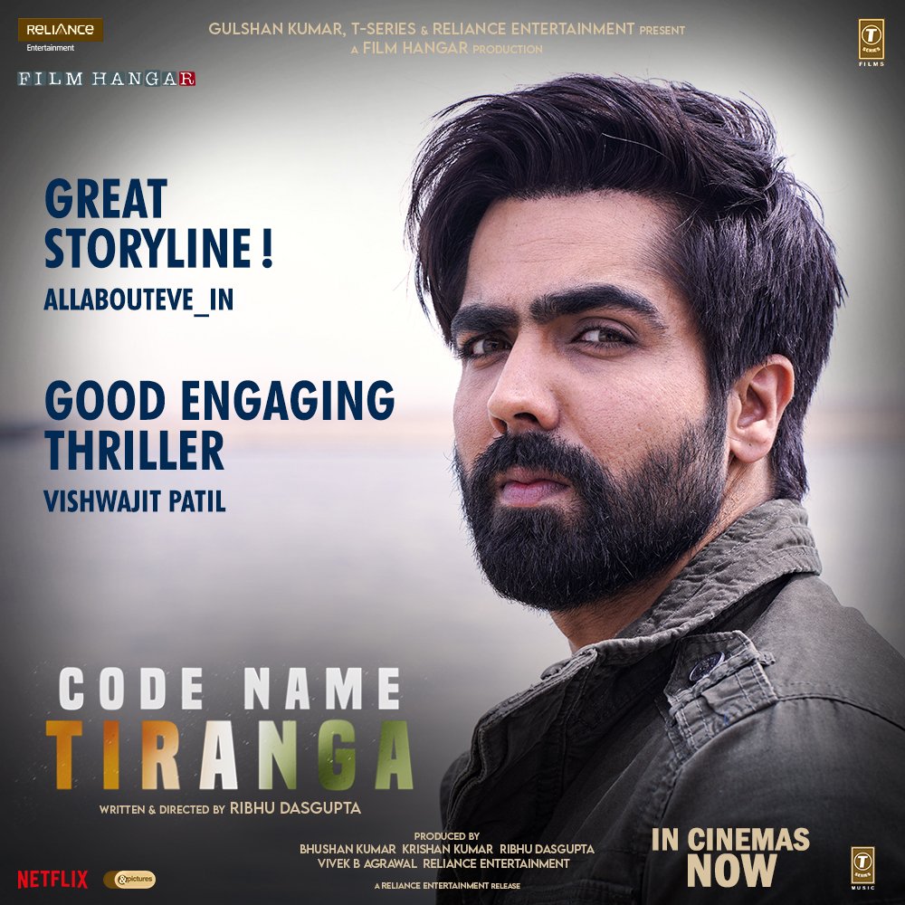 Exceptional reviews pouring in! #CodeNameTiranga 🇮🇳 In Cinemas Now! BOOK YOUR TICKETS NOW: @bookmyshow: bookmy.show/Code-Name-Tira… @PaytmTickets: m.paytm.me/codenametiranga @ParineetiChopra @HARRDYSANDHU @ribhudasgupta @SharadK7 @debu_dibyendu #RajitKapur #SabyasachiChakrabarty