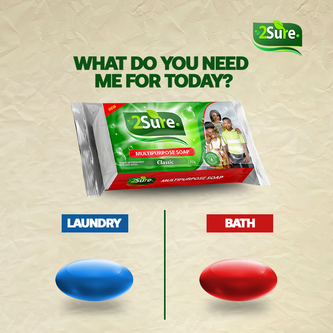 2SureNG's tweet photo. We'd like to know, what will you be using our 2Sure Multipurpose soap for today?π
#Be2Sure
#MultipurposeSoap
#MultipurposeSoapBar
#2SureMultipurposeSoap https://t.co/mmHBWZhvpn