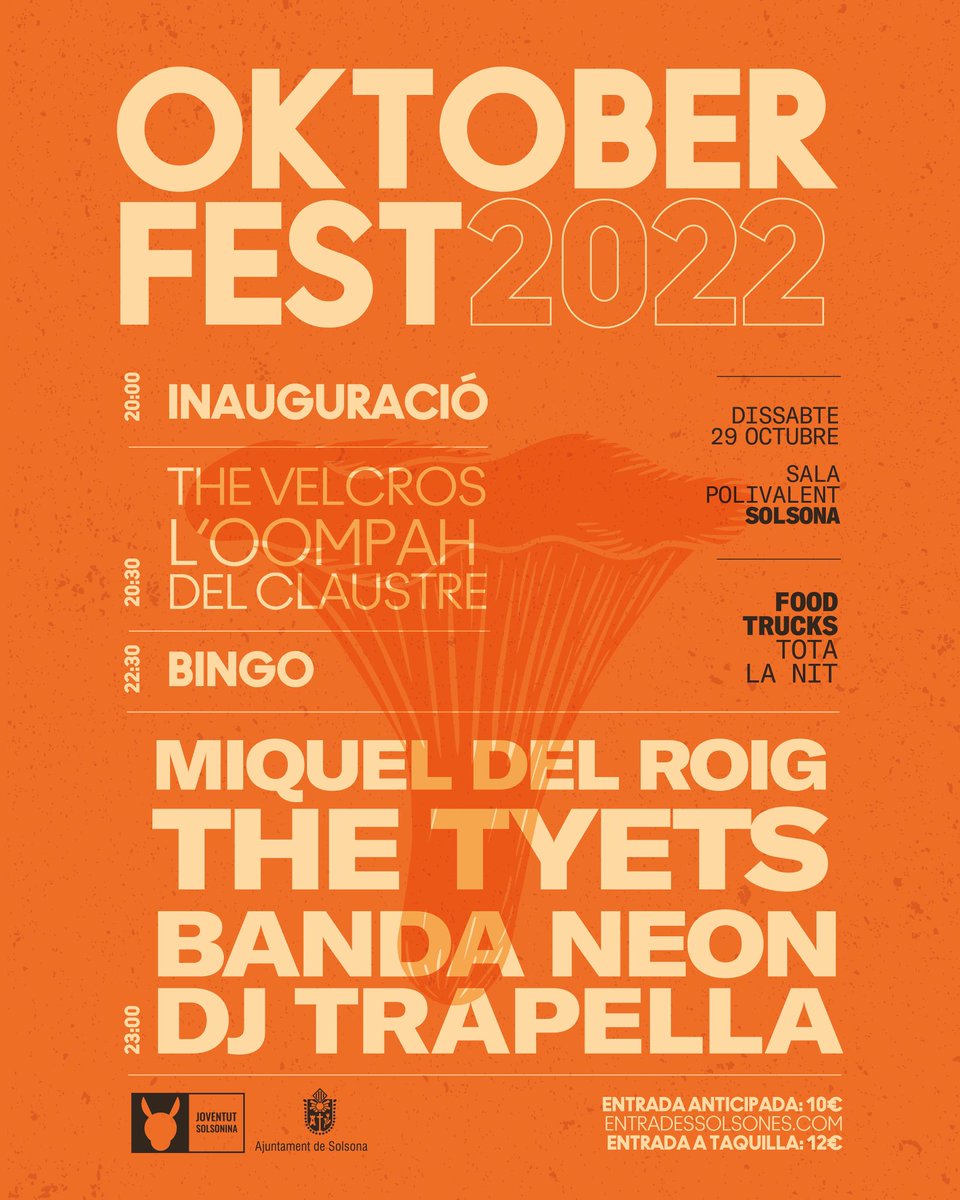 JoventSolsoni's tweet photo. OKTOBERFEST 2022

Ja tens la data reservada? 📅 

Això serà un festival d’anar-hi🚀

No badis més i agafa l’entrada ja a https://t.co/SOc6JLQ4aE 🎟️ https://t.co/KNmMI37ABB