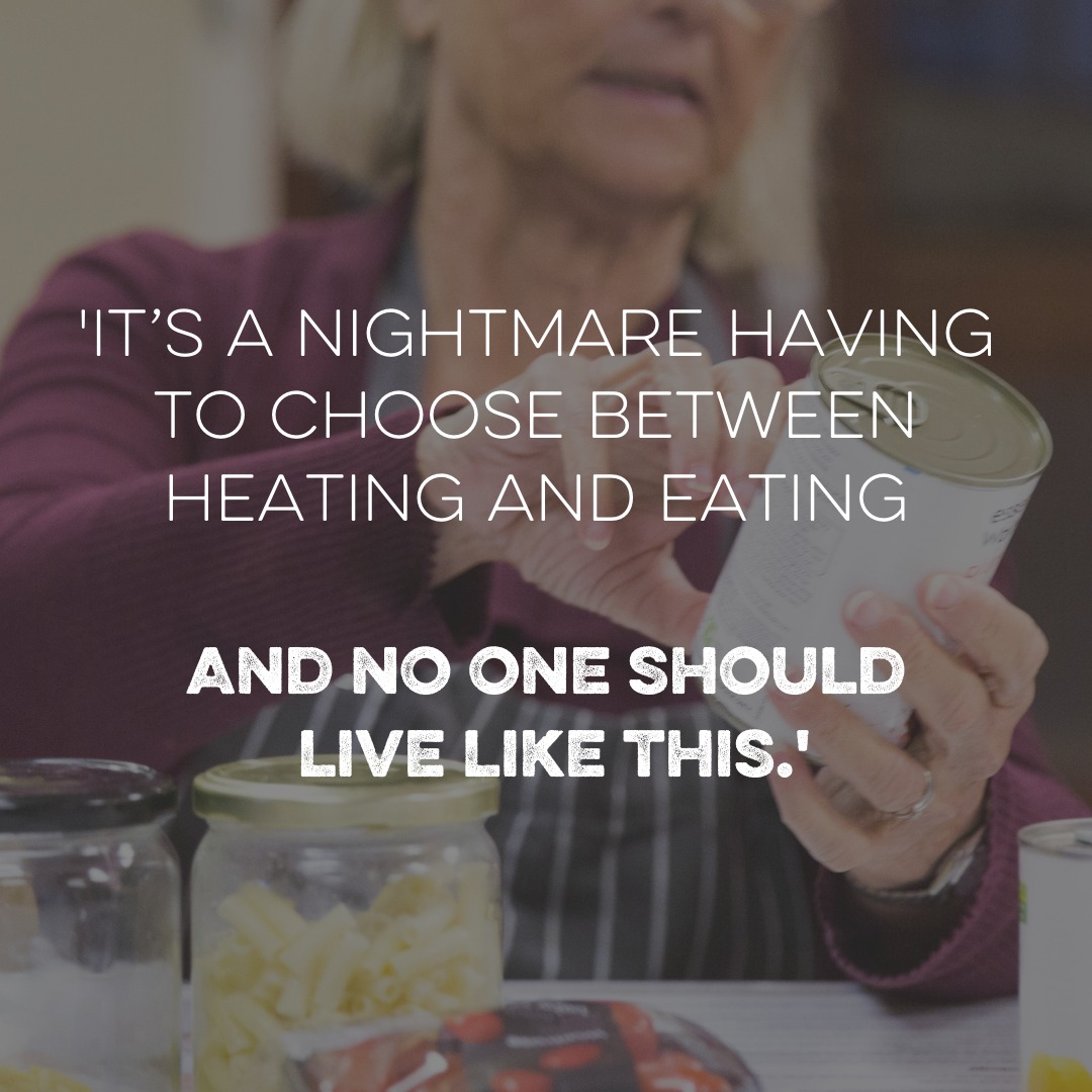 This winter, many people will face the agonising decision about whether to eat or heat their home.

Food banks are there to help people, but they cannot be a long-term solution to hunger.

Nobody should have to turn to charity because they haven’t got enough income to live on. 💚