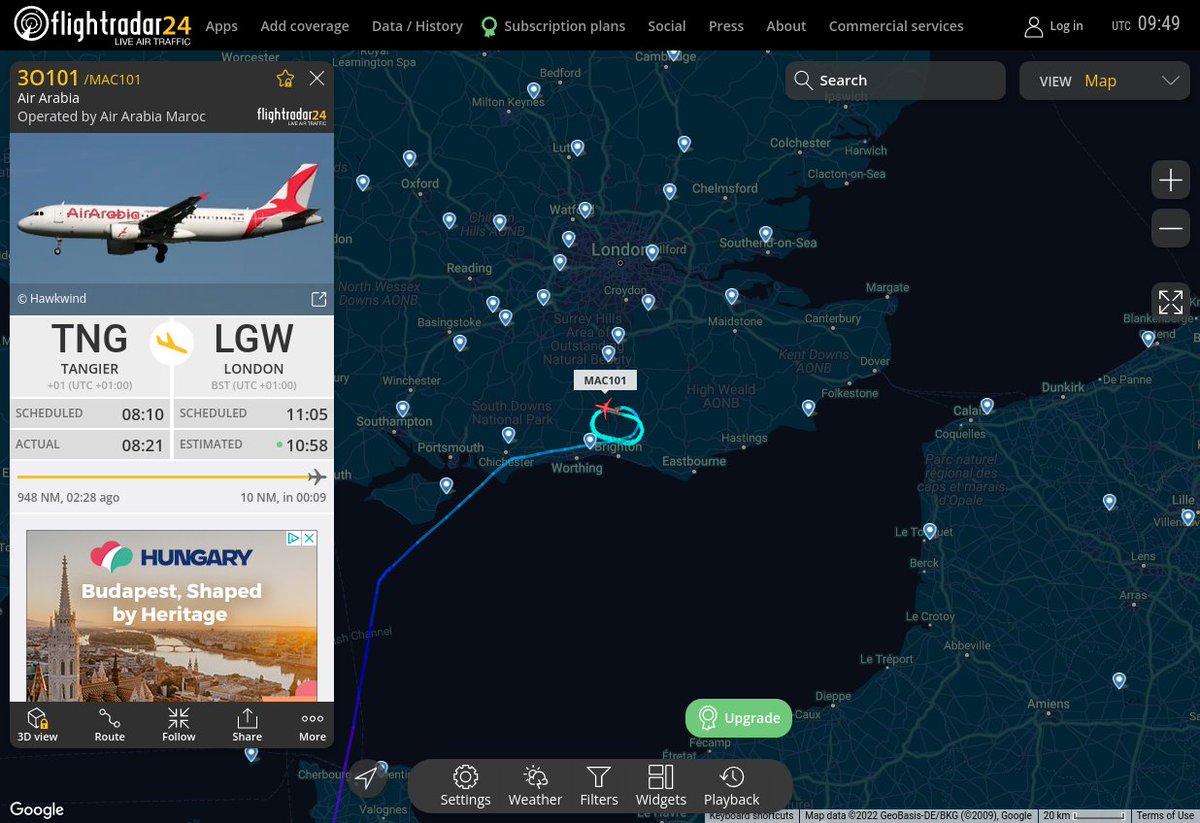 Radar_Assistant's tweet image. MULTI FR24 CIRCLING ALERT : At time Sat Oct 15 10:48:31 2022 #MAC101 was likely to be circling at FL105 9nm from MAY Mayfield_VOR-DME_GB
 near Antye House, Theobalds Road, Antye Farm, Wivelsfie #AvGeek #ADSB flightradar24.com/MAC101/2dd9718a