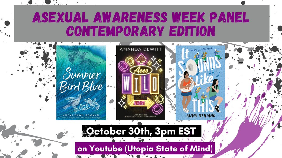 I am announcing the last of this Asexual Awareness Week Panel Series with another round of contemporary books from @AkemiDawnBowman @AmandaMDeWitt and @AnnaMisboring on October 30th at 3pm EST! youtu.be/1jYdlxQVowo