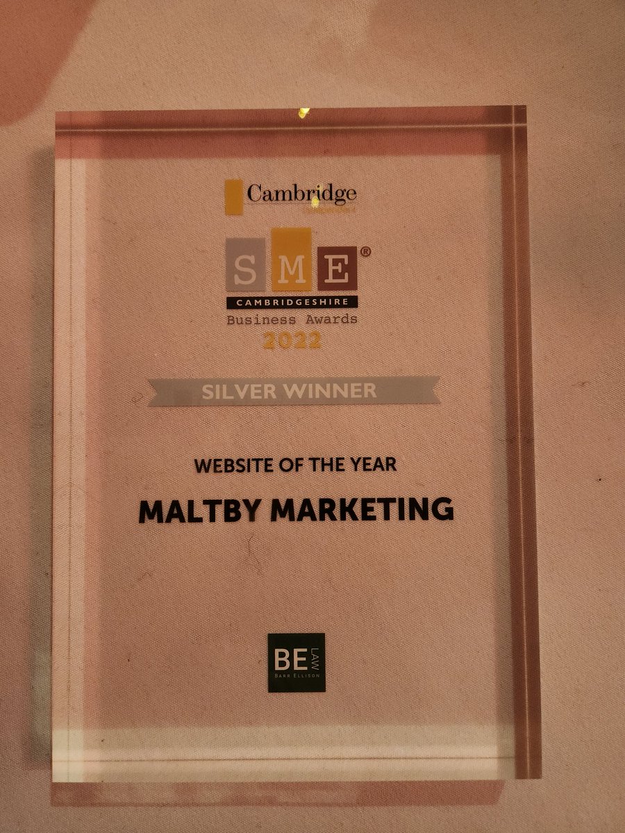 MaltbyMarketing's tweet photo. Delighted to kick start our first of many accolades to come with Silver Winner of WEBSITE OF THE YEAR 🏆

A massive congratulations to all involved in this year's #smecambs awards and to director Blake Maltby for making the finalists for YOUNG BUSINESS PERSON OF THE YEAR! https://t.co/6bhWQyiYAY
